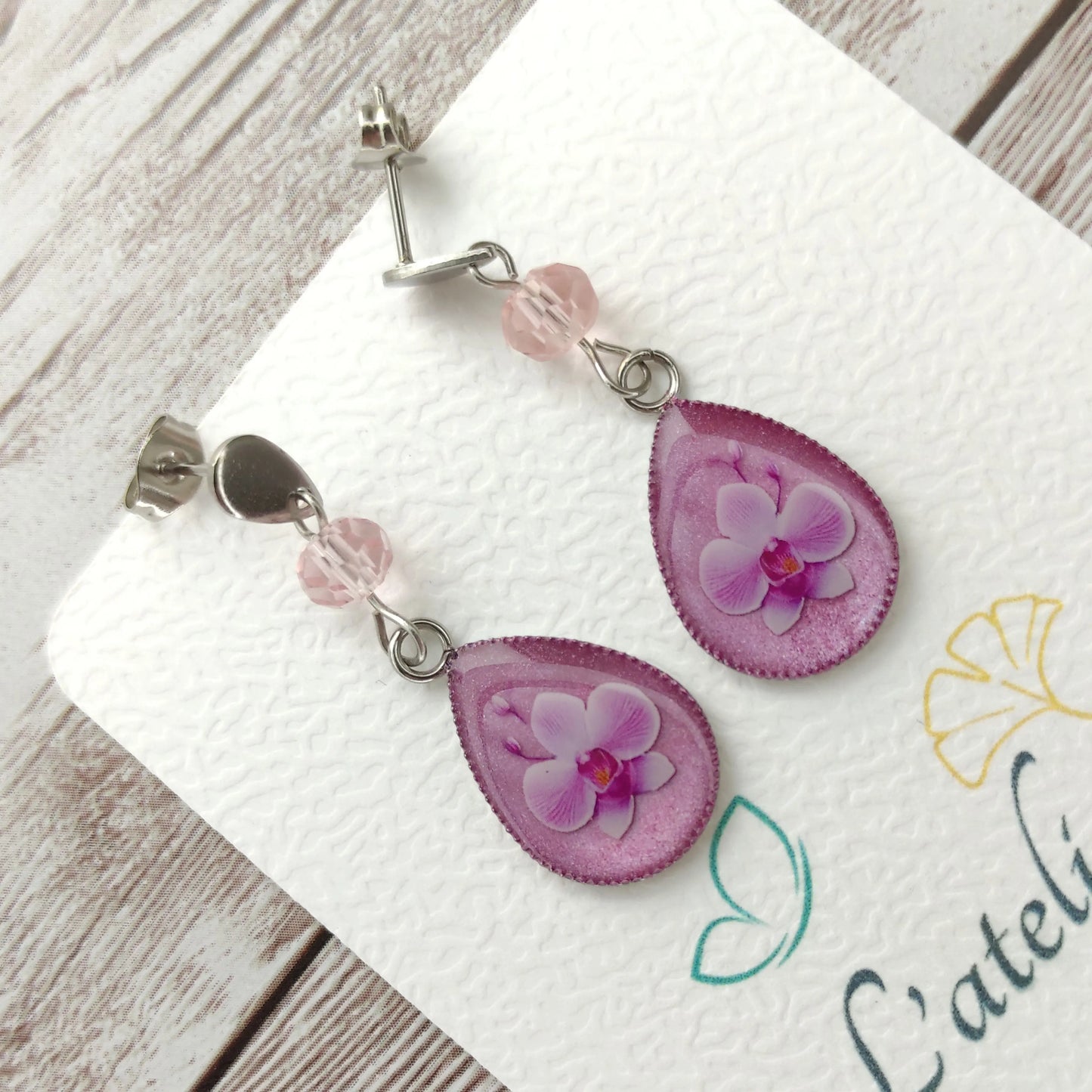 Boucles "Ana" Orchidée Poudrée L'Atelier VanessaCréa