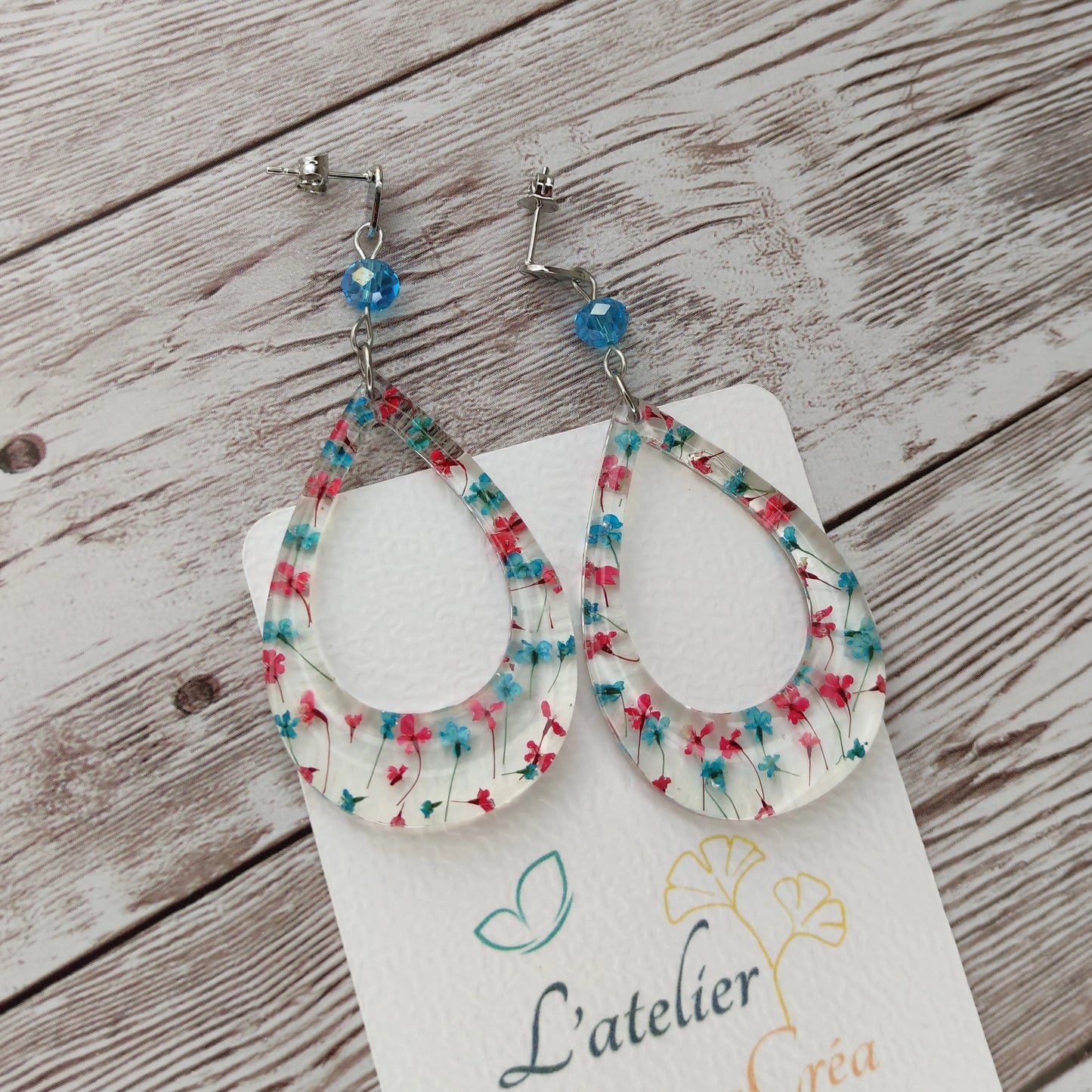Boucles "Joséphine" Tons bleu