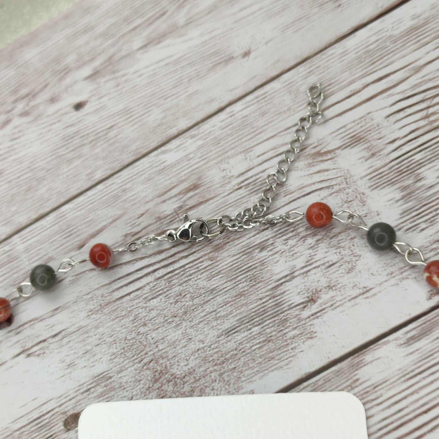 Collier cravate Sceau de Force & Protection – Labradorite, Jaspe Rouge & Acier Inoxydable L'Atelier VanessaCréa