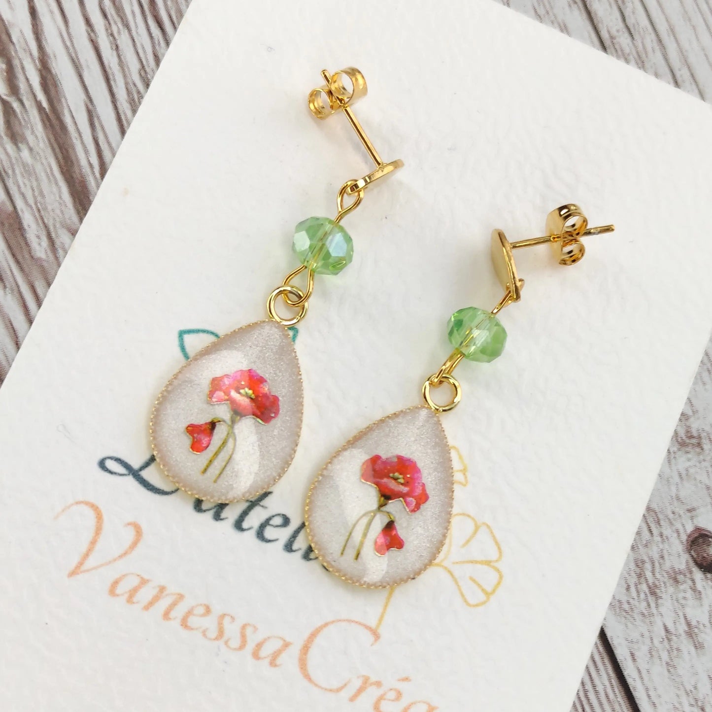 Boucles "Ana" coquelicots L'Atelier VanessaCréa