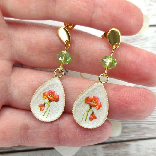 Boucles "Ana" coquelicots L'Atelier VanessaCréa