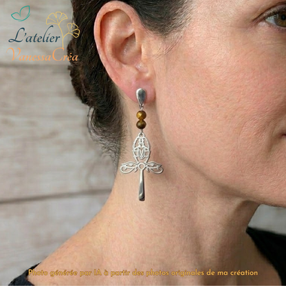 Boucles d'oreilles égyptiennes œil de faucon L'Atelier VanessaCréa