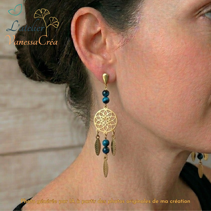 Boucles d'oreilles attrape-rêve aventurine L'Atelier VanessaCréa