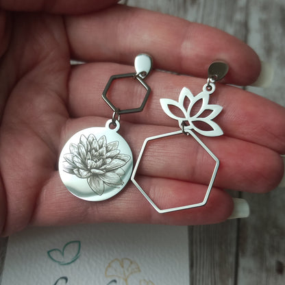 Boucles d'Oreilles Asymétriques "Lotus" L'Atelier VanessaCréa