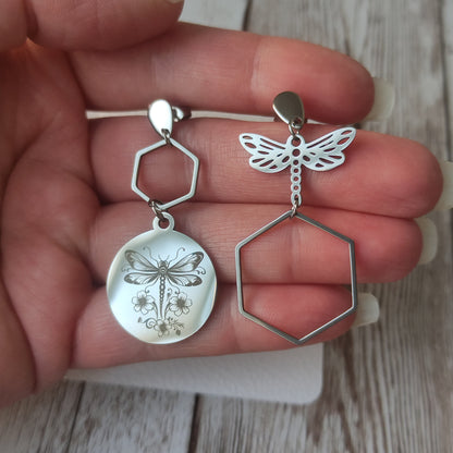 Boucles d'Oreilles Asymétriques "Libellule 2" L'Atelier VanessaCréa