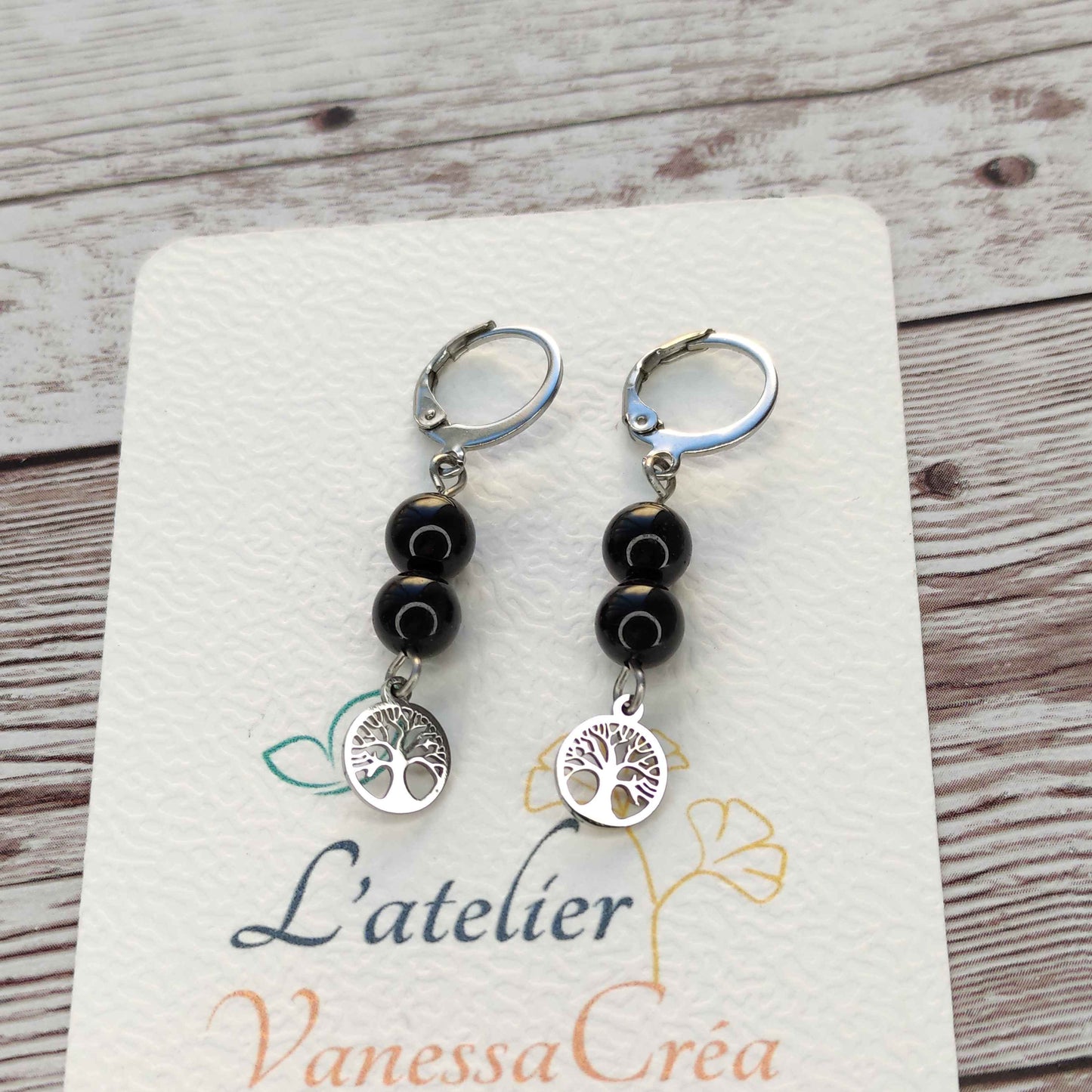 Boucles d'oreilles Arbre de Vie Tourmaline L'Atelier VanessaCréa