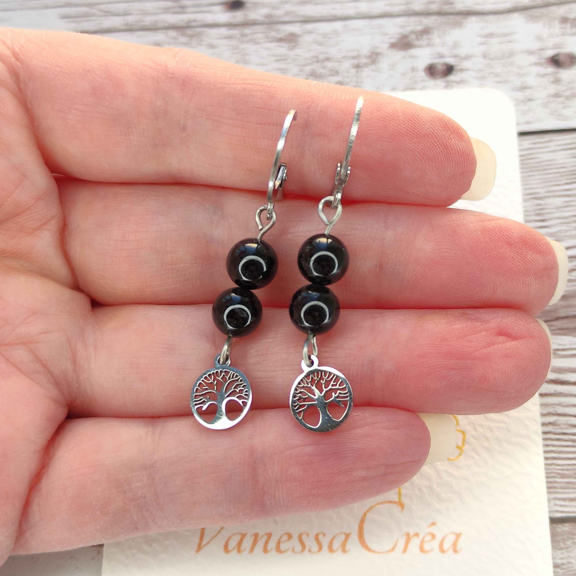Boucles d'oreilles Arbre de Vie Tourmaline L'Atelier VanessaCréa