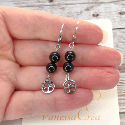 Boucles d'oreilles Arbre de Vie Tourmaline L'Atelier VanessaCréa