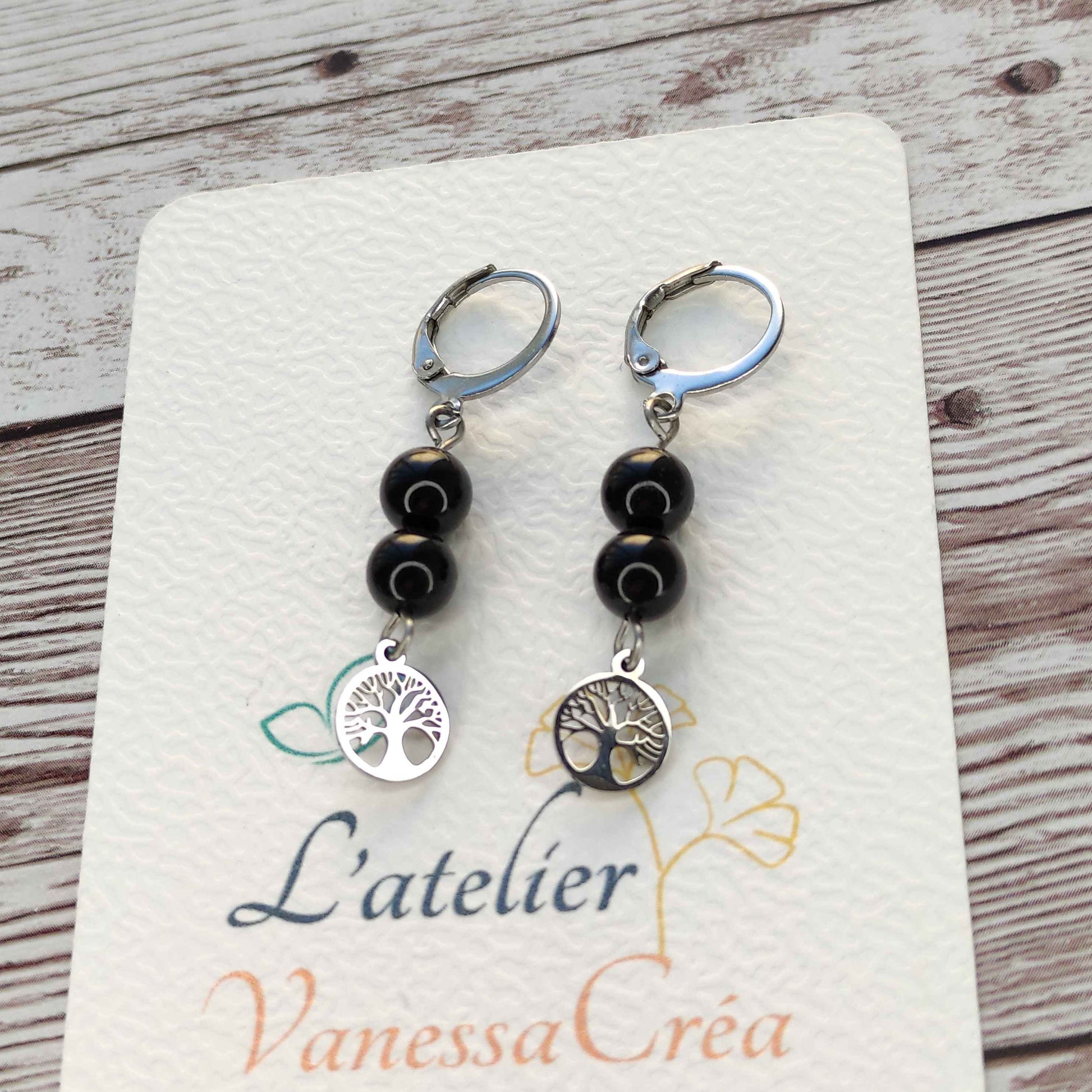 Boucles d'oreilles Arbre de Vie Tourmaline L'Atelier VanessaCréa