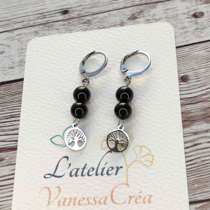 Boucles d'oreilles Arbre de Vie Tourmaline L'Atelier VanessaCréa