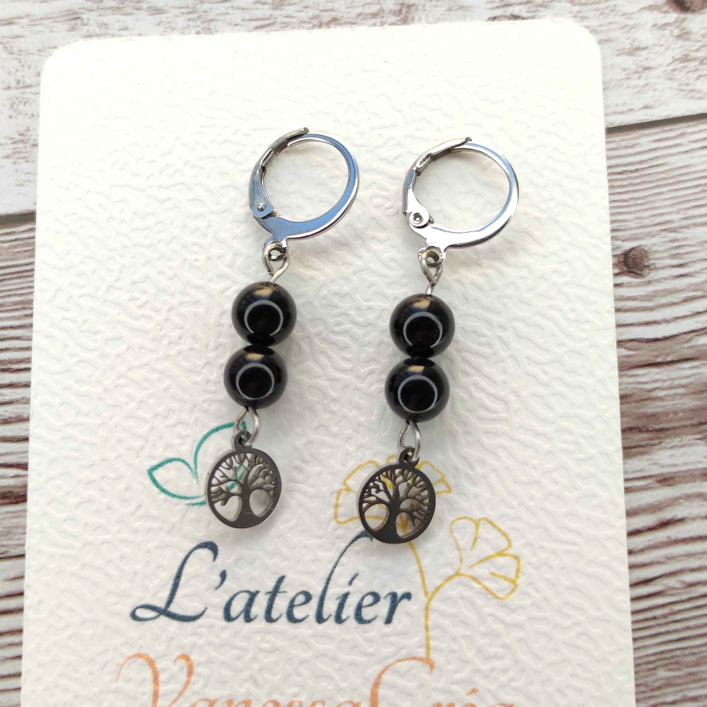 Boucles d'oreilles Arbre de Vie Tourmaline L'Atelier VanessaCréa