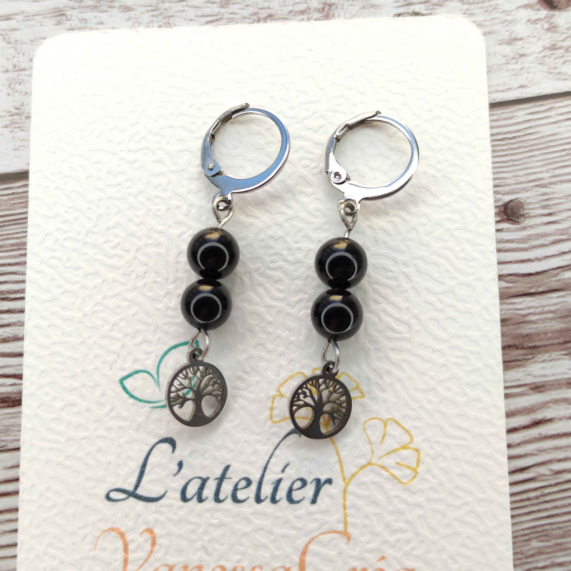 Boucles d'oreilles Arbre de Vie Tourmaline L'Atelier VanessaCréa