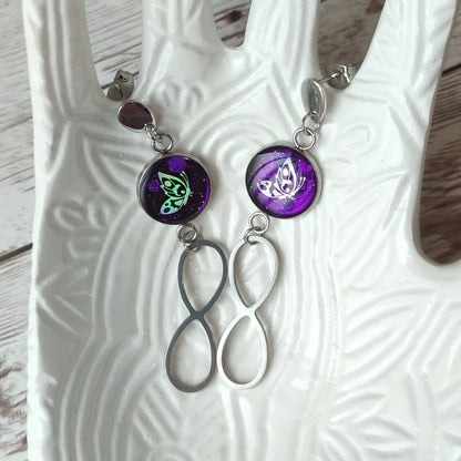 Boucles d'Oreilles Papillon Magique – Violet & Acier Inox L'Atelier VanessaCréa