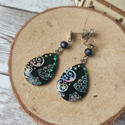 Éclats Boréals – Boucles Gouttes de Noël en Acier Inox L'Atelier VanessaCréa