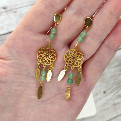 Boucles d'oreilles attrape-rêve aventurine L'Atelier VanessaCréa