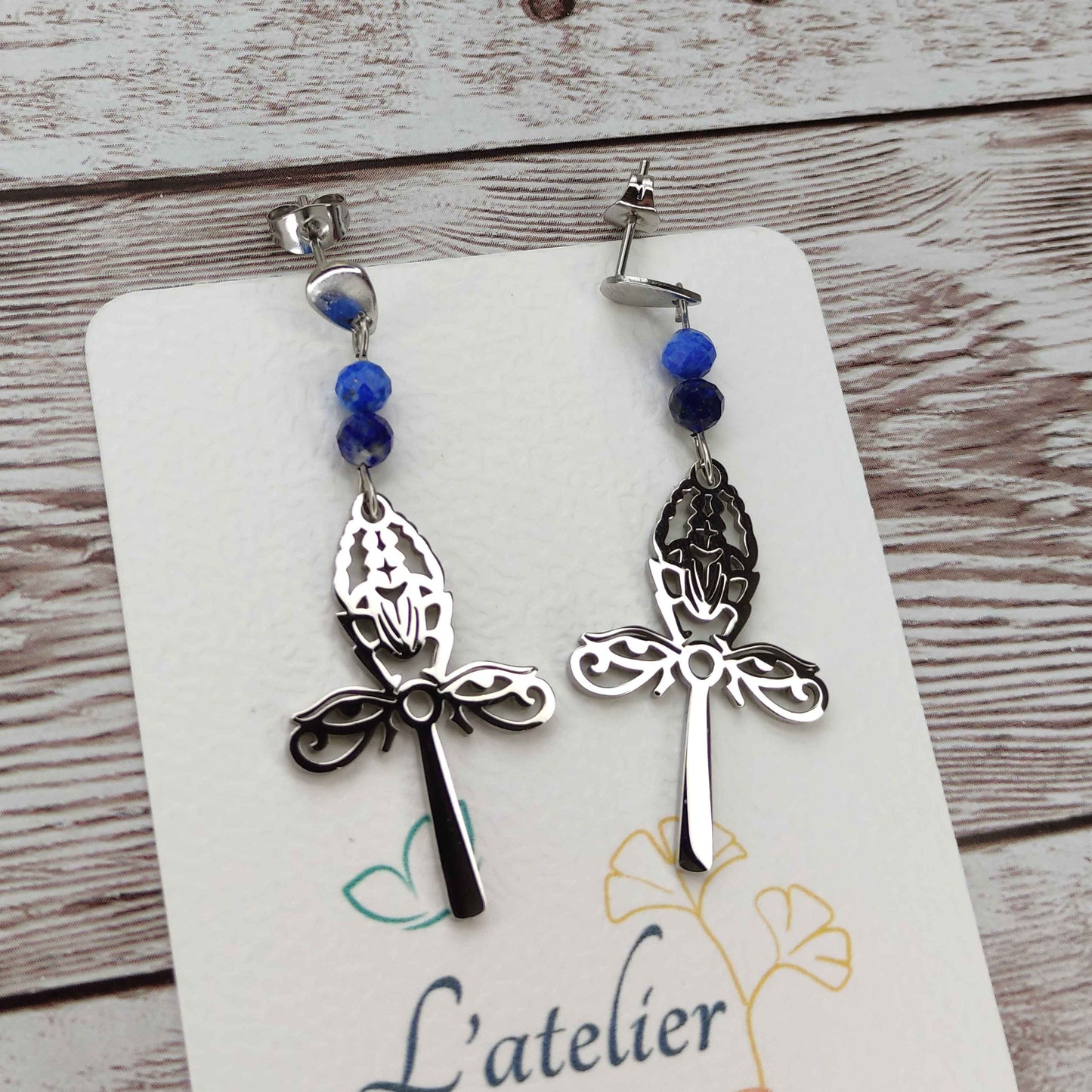 Boucles d'oreilles égyptiennes œil de faucon L'Atelier VanessaCréa