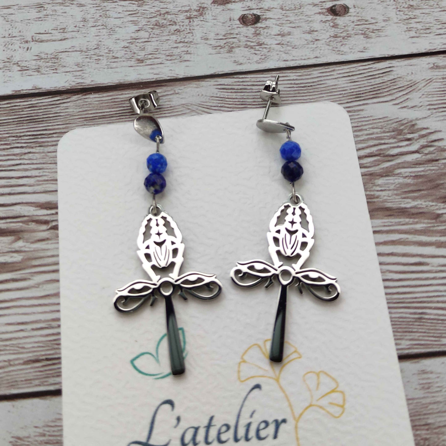 Boucles d'oreilles égyptiennes œil de faucon L'Atelier VanessaCréa