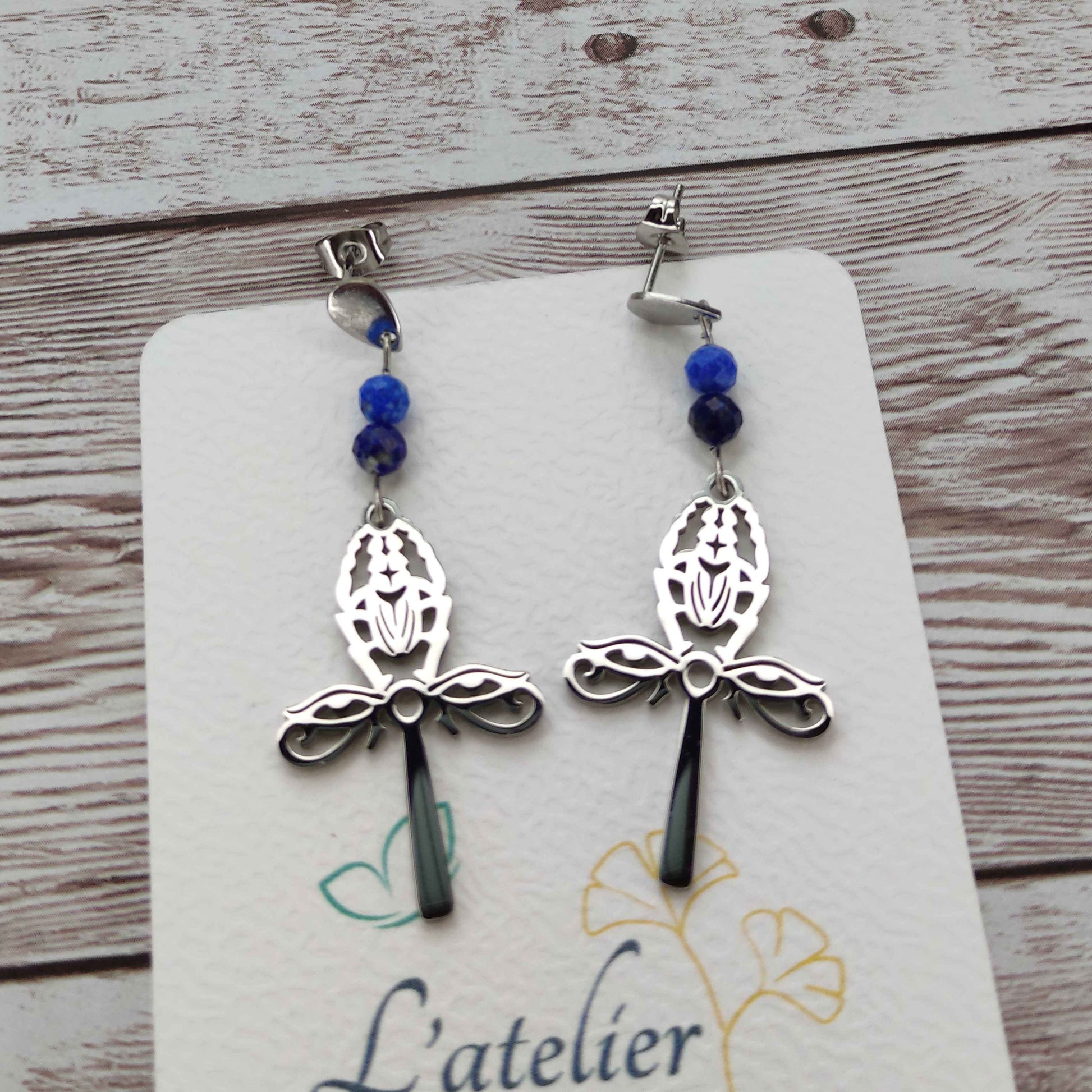 Boucles d'oreilles égyptiennes œil de faucon L'Atelier VanessaCréa