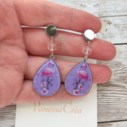Boucles "Lola" Flamand rose L'Atelier VanessaCréa