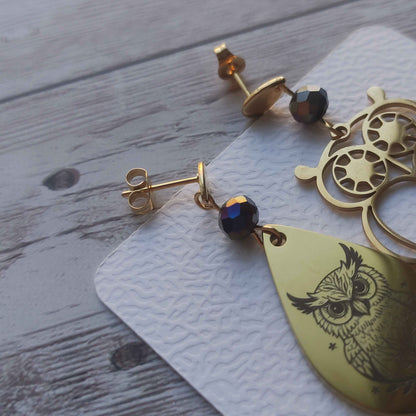 Boucles d'oreilles hibou acier inoxydable L'Atelier VanessaCréa