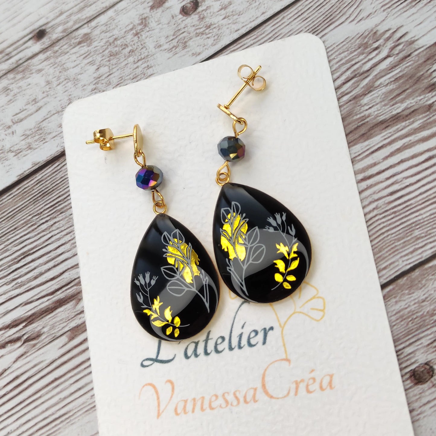 Boucles "Lola" Nuit florale L'Atelier VanessaCréa