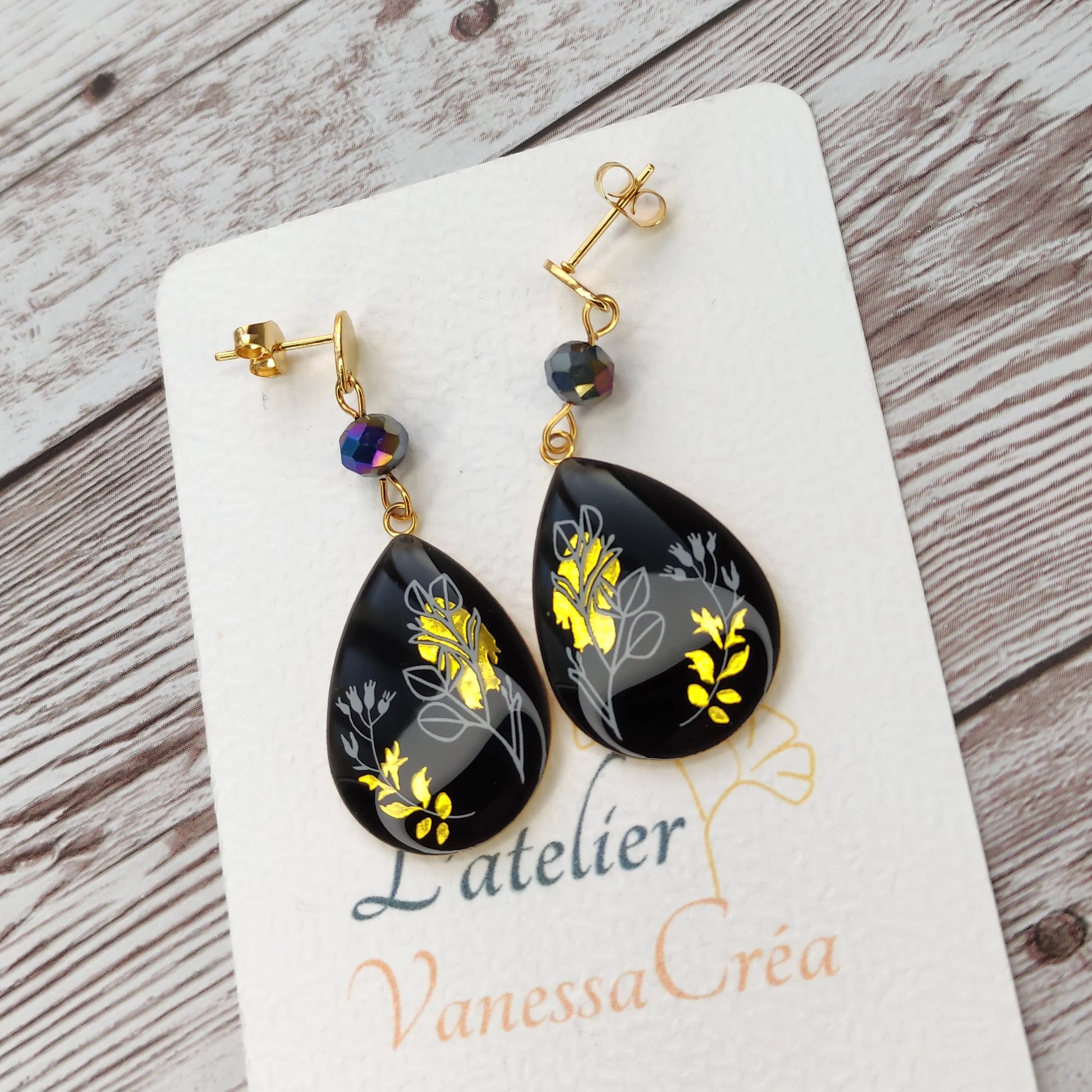 Boucles "Lola" Nuit florale L'Atelier VanessaCréa