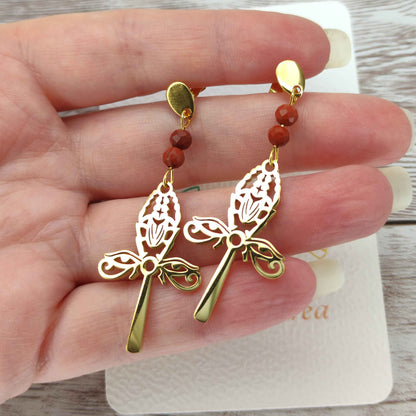 Boucles d'oreilles scarabée pierre naturelle L'Atelier VanessaCréa
