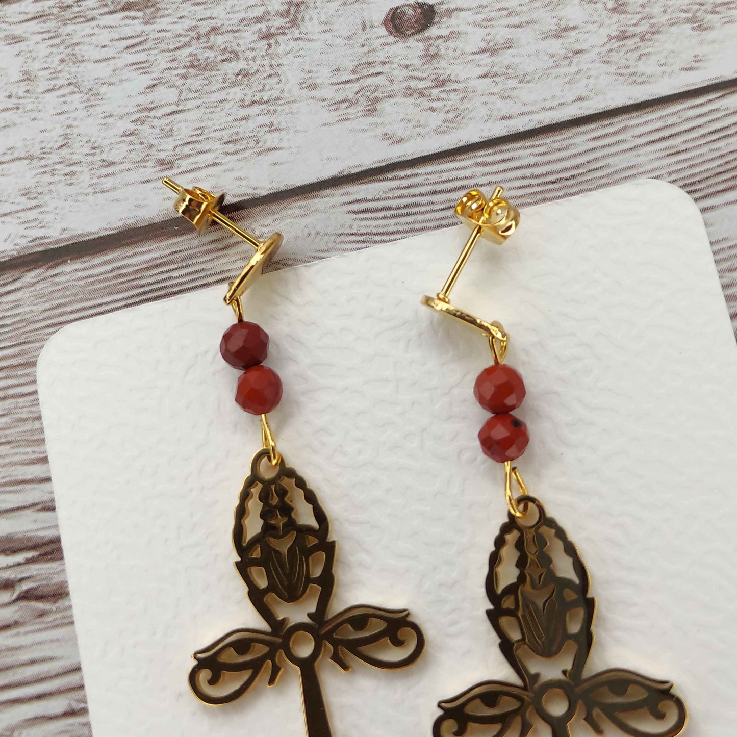 Boucles d'oreilles scarabée pierre naturelle L'Atelier VanessaCréa