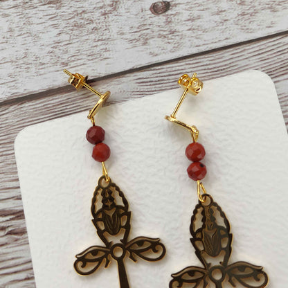 Boucles d'oreilles scarabée pierre naturelle L'Atelier VanessaCréa