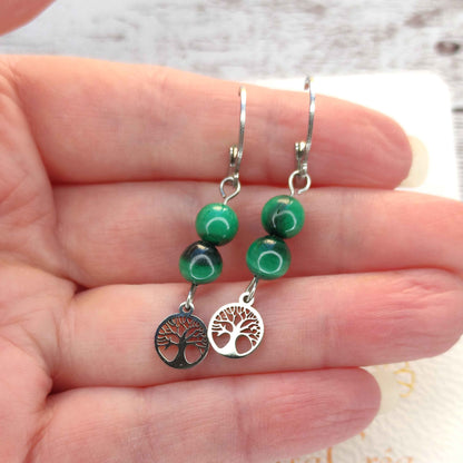 Boucles d'oreilles Arbre de Vie Malachite L'Atelier VanessaCréa