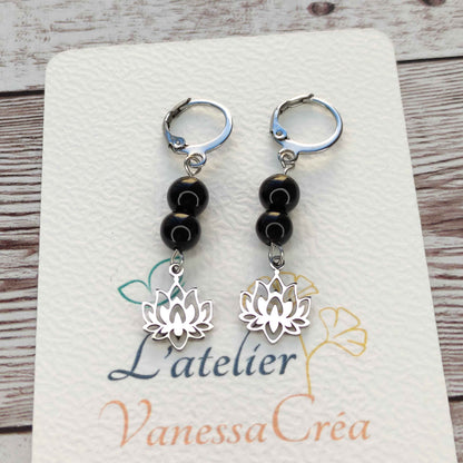 Boucles d'oreilles Tourmaline et Lotus L'Atelier VanessaCréa