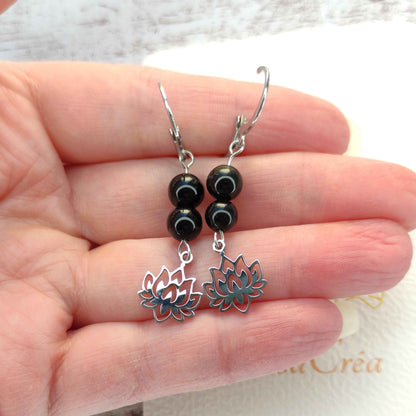 Boucles d'oreilles Tourmaline et Lotus L'Atelier VanessaCréa