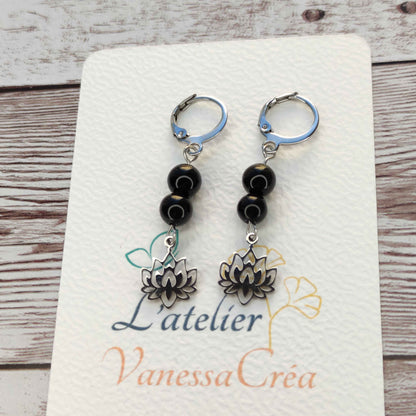 Boucles d'oreilles Tourmaline et Lotus L'Atelier VanessaCréa