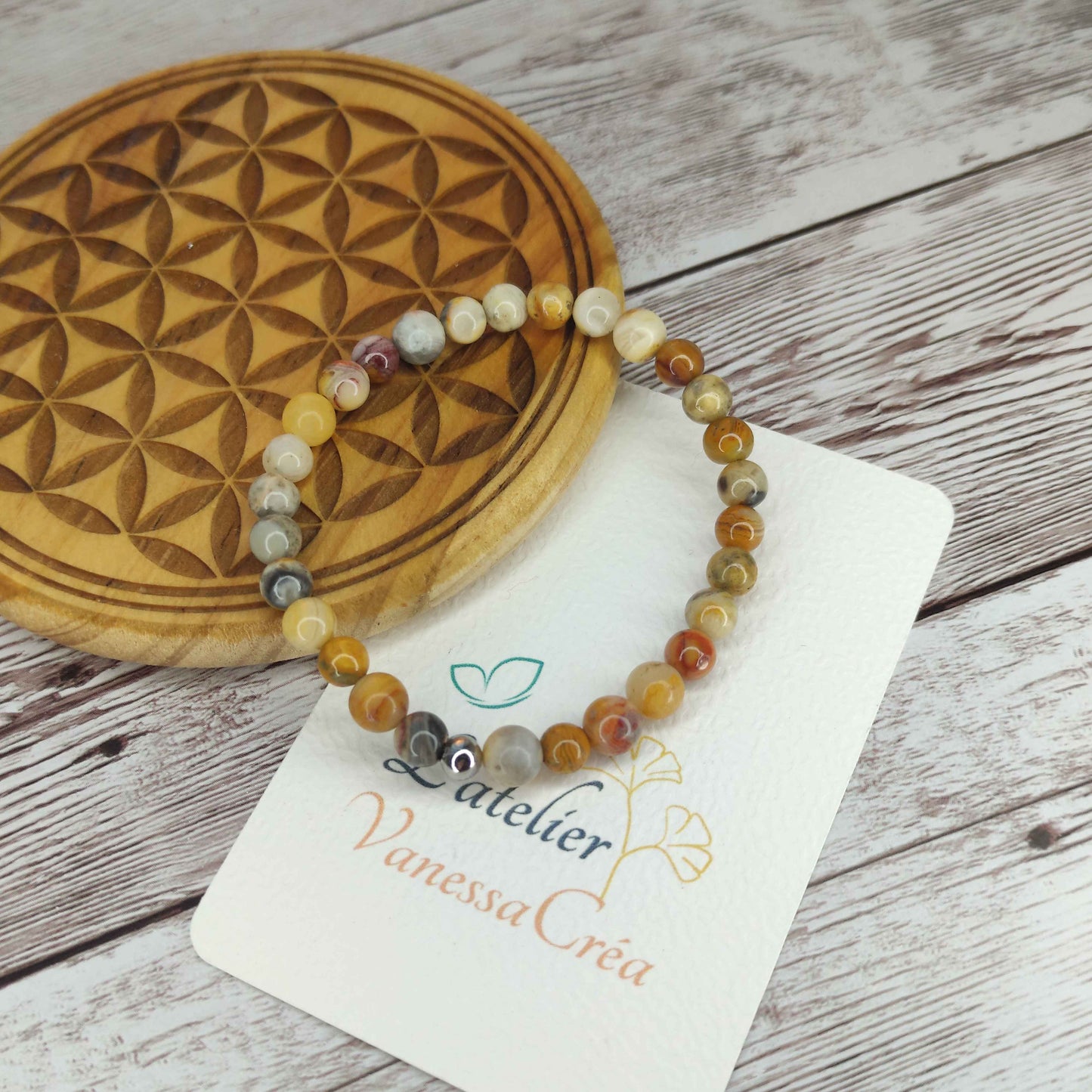 Bracelet Agate Crazy Lace naturelle L'Atelier VanessaCréa