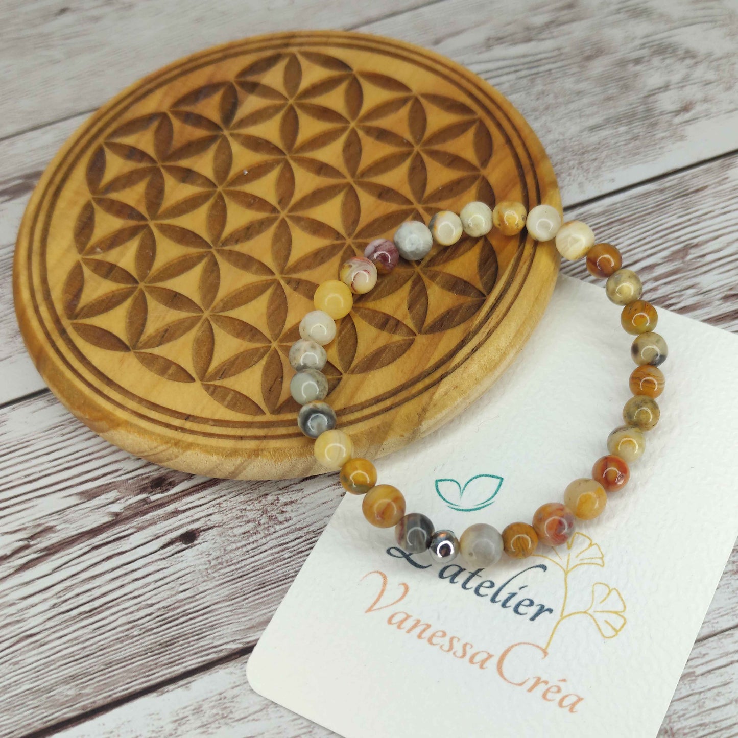 Bracelet Agate Crazy Lace naturelle L'Atelier VanessaCréa