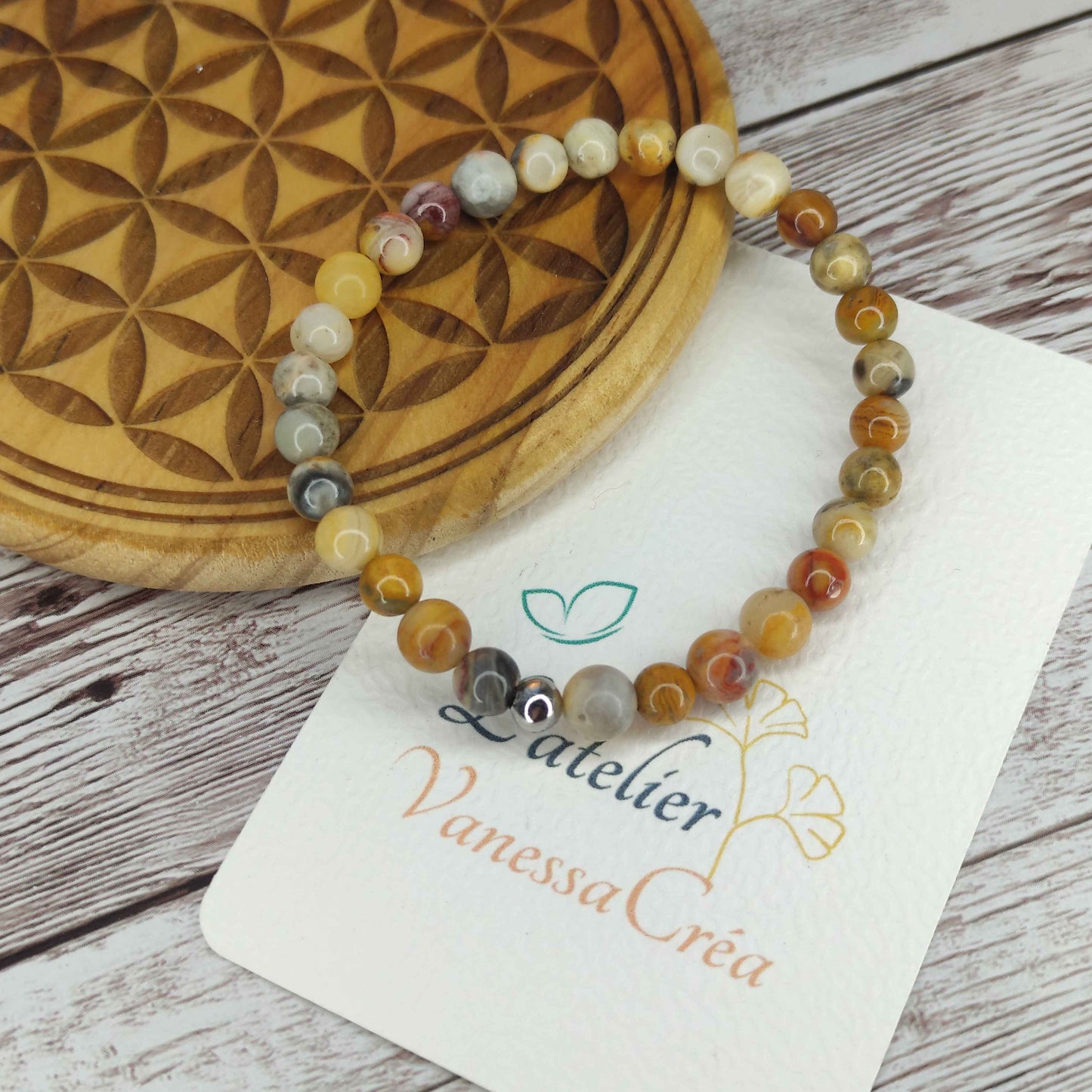 Bracelet Agate Crazy Lace naturelle L'Atelier VanessaCréa