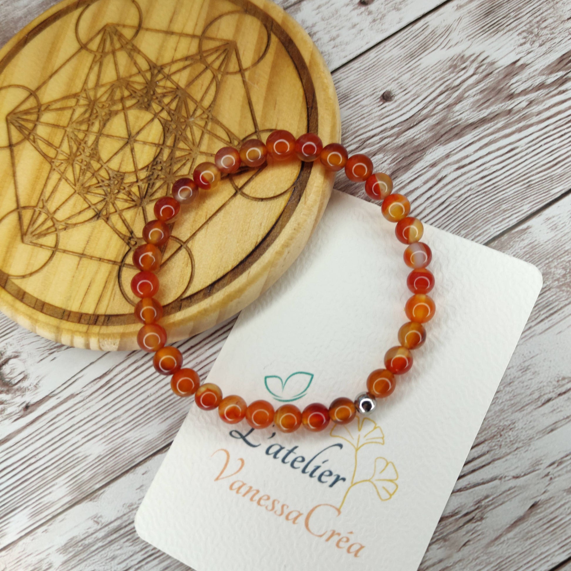 Bracelet Énergie Vitale en Cornaline Naturelle L'Atelier VanessaCréa