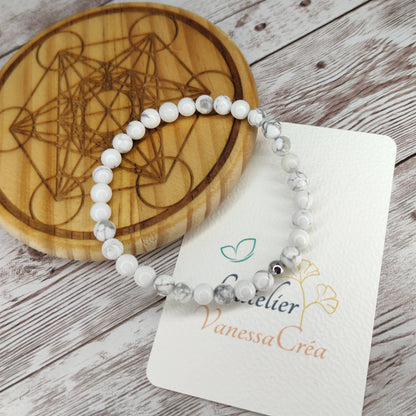 Bracelet Équilibre & Sérénité en Howlite Naturelle L'Atelier VanessaCréa