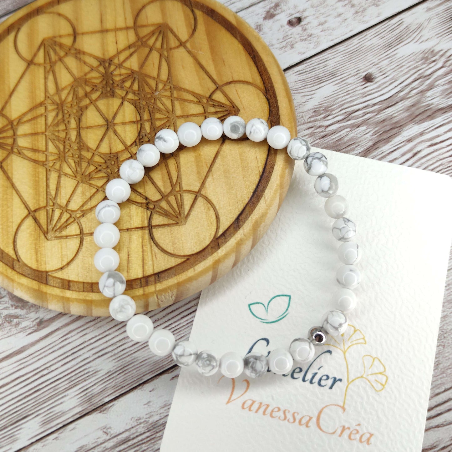 Bracelet Équilibre & Sérénité en Howlite Naturelle L'Atelier VanessaCréa