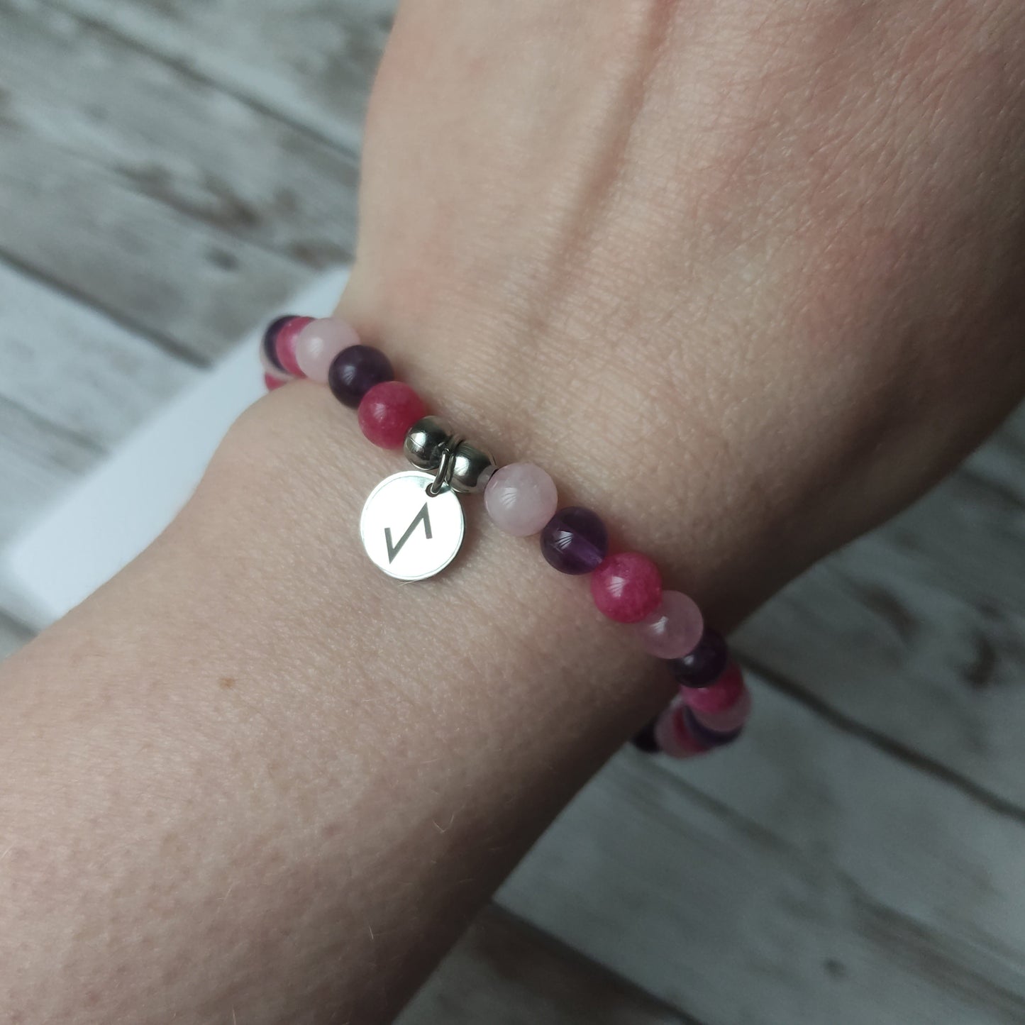 Bracelet "Renaissance & Paume de Paix" – Quartz Rose, Rhodochrosite & Rune Eihwaz L'Atelier VanessaCréa