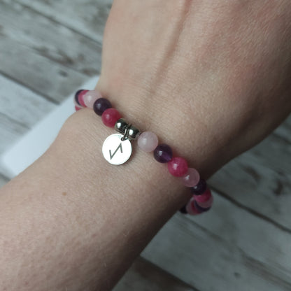 Bracelet "Renaissance & Paume de Paix" – Quartz Rose, Rhodochrosite & Rune Eihwaz L'Atelier VanessaCréa