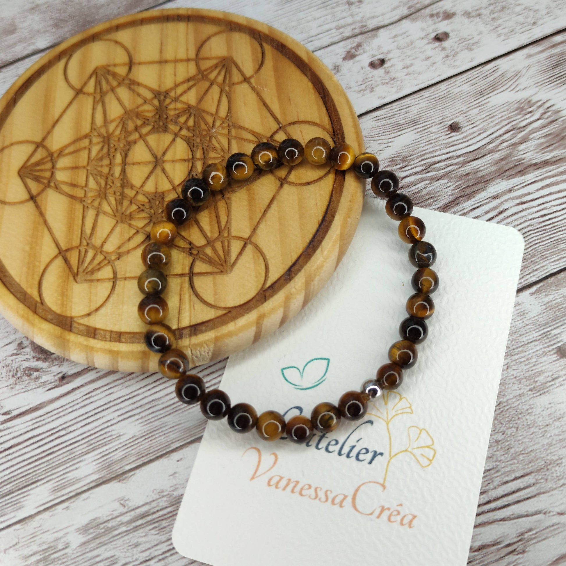 Bracelet Éclat Protecteur en Œil de Tigre Naturel L'Atelier VanessaCréa