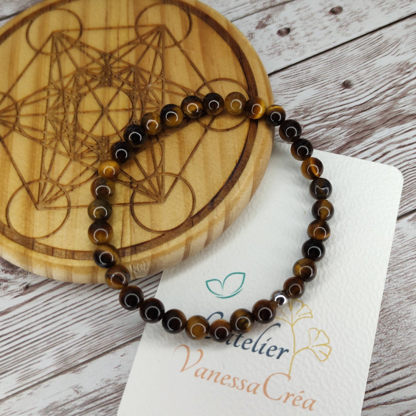Bracelet Éclat Protecteur en Œil de Tigre Naturel L'Atelier VanessaCréa