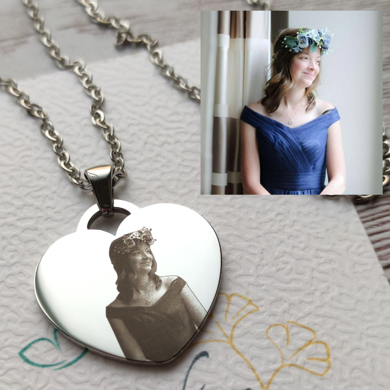 Collier Coeur personnalisable photo acier inoxydable