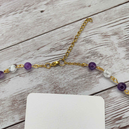 Collier cravate Sérénité & Clarté Mentale – Améthyste et Howlite sur Acier Inoxydable L'Atelier VanessaCréa