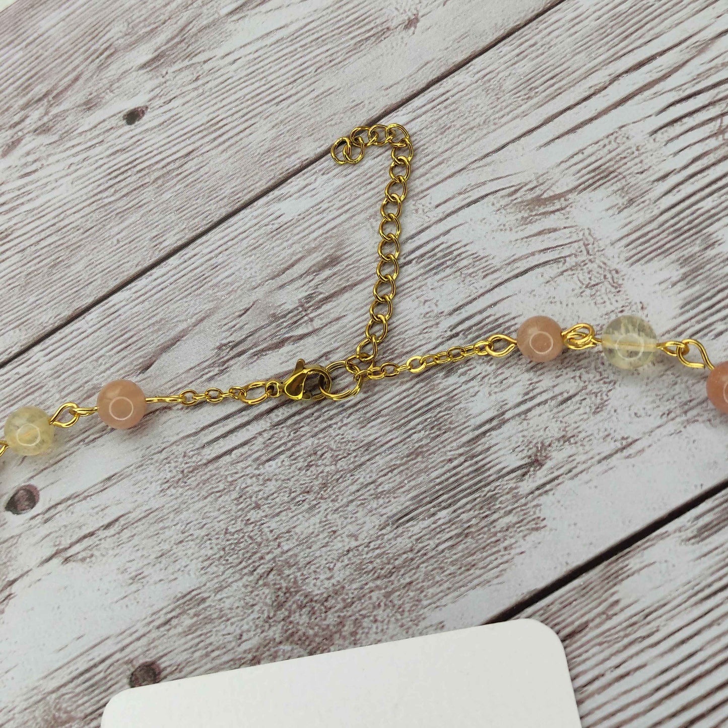 Collier cravate Éclat Solaire – Citrine & Pierre de Soleil | Confection Vibratoire en Acier Inoxydable L'Atelier VanessaCréa