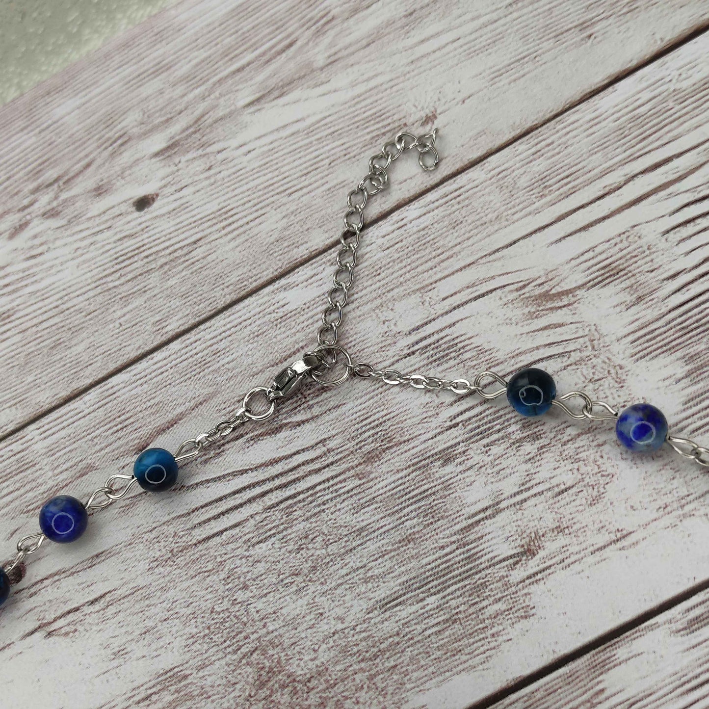 Collier cravate Sagesse Visionnaire – Œil de Faucon & Lapis-Lazuli L'Atelier VanessaCréa