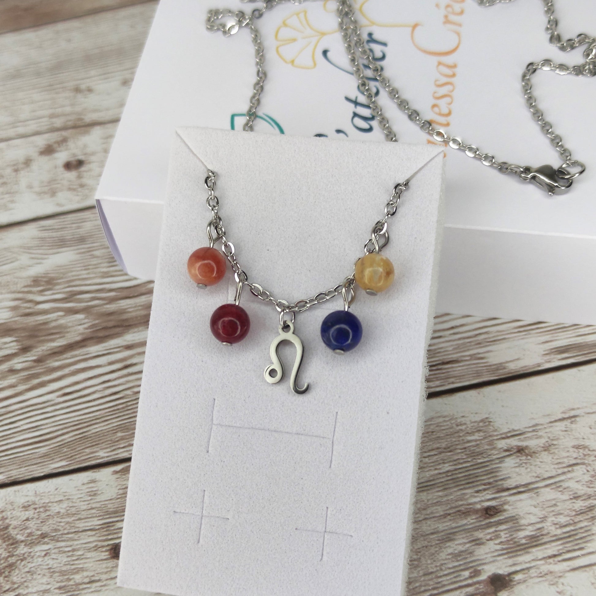 Collier "Rayonnement du Lion" – Synergie de 4 Pierres Naturelles L'Atelier VanessaCréa