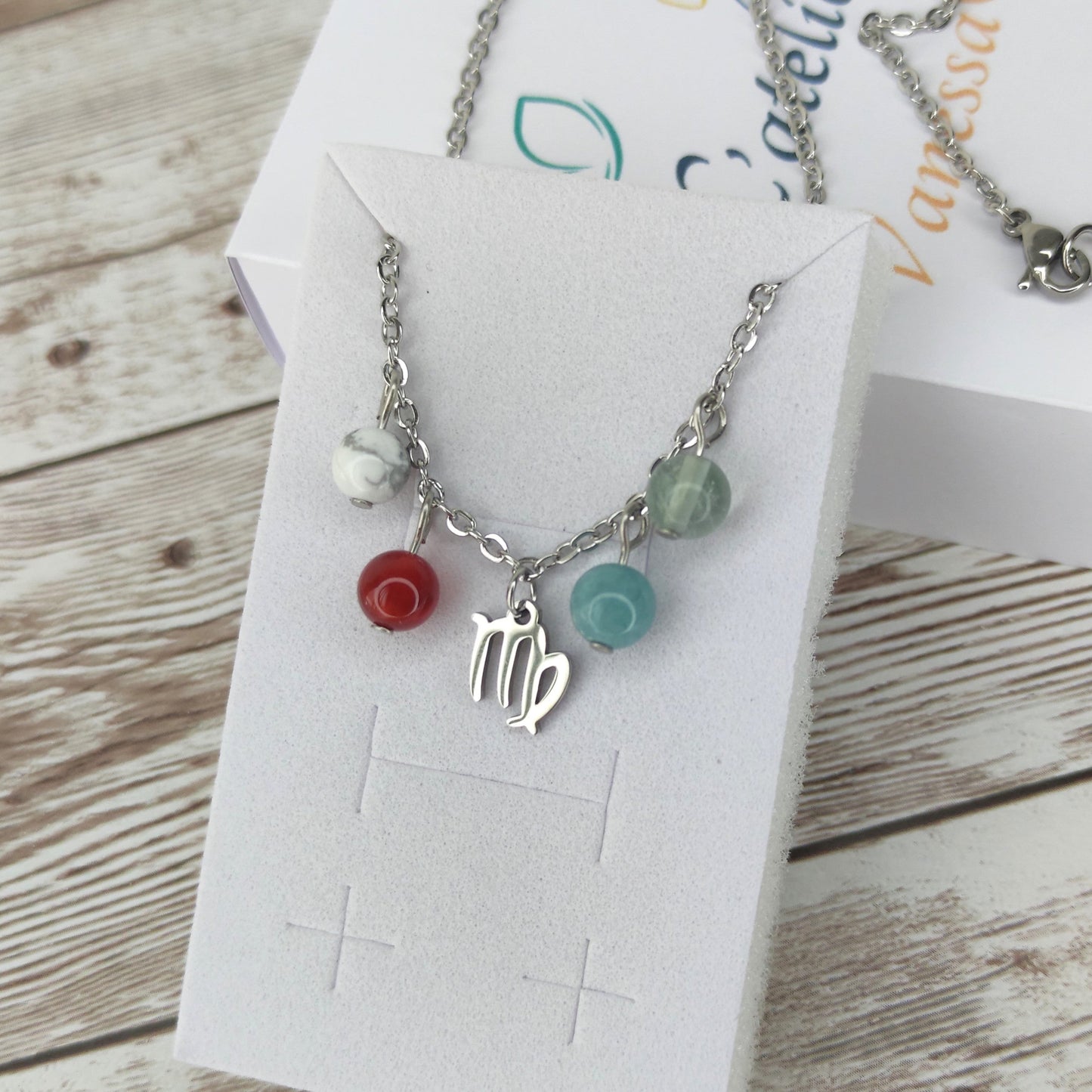 Collier "L'Équilibre de la Vierge" – Synergie Artisanale de 4 Pierres Naturelles L'Atelier VanessaCréa