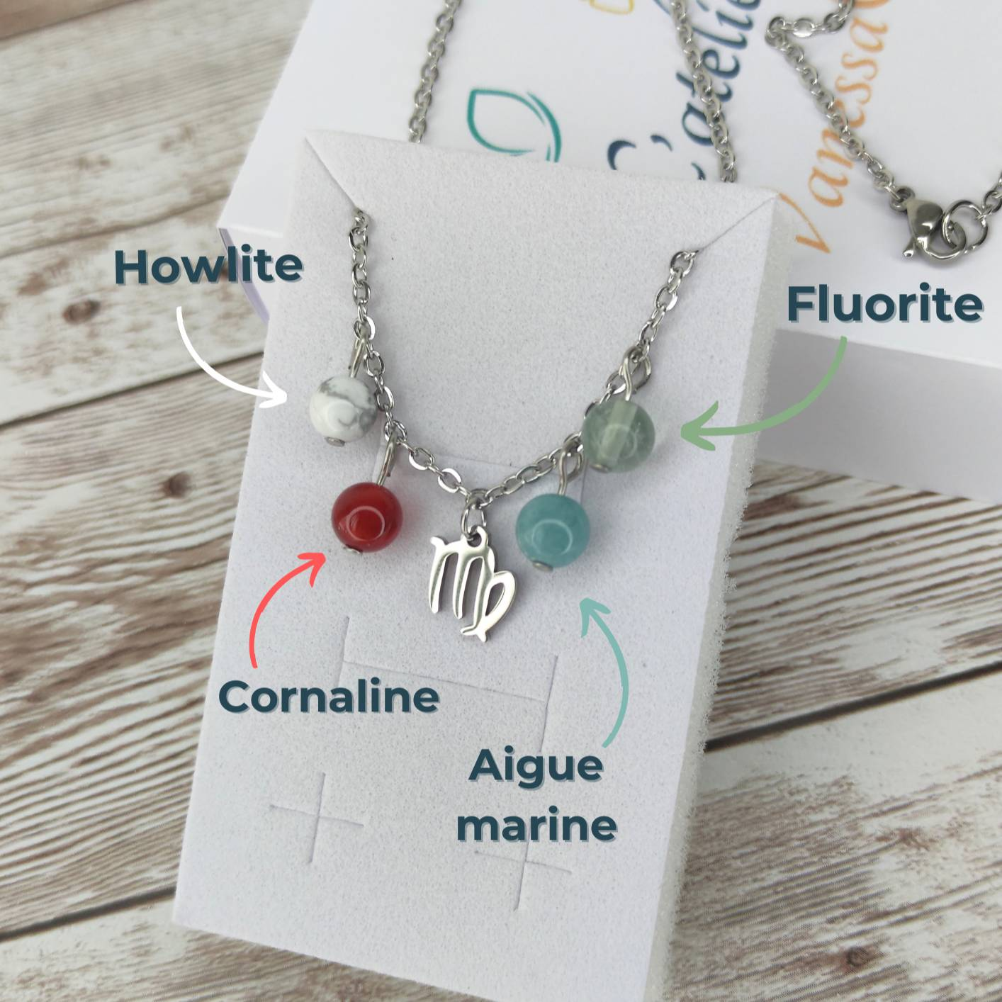 Collier "L'Équilibre de la Vierge" – Synergie Artisanale de 4 Pierres Naturelles L'Atelier VanessaCréa